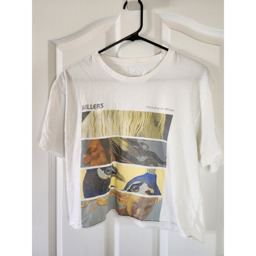 The Killers Imploding the Mirage Graphic Cropped Band Tee White Large